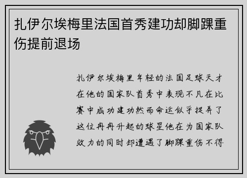 扎伊尔埃梅里法国首秀建功却脚踝重伤提前退场